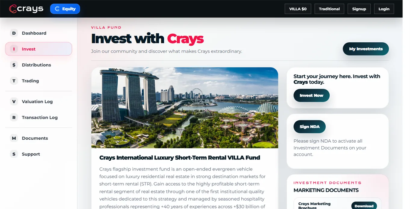 Crays investment platform dashboard