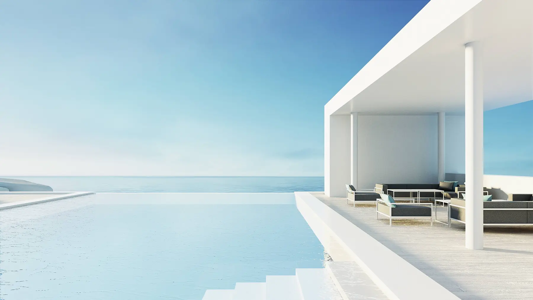 Modern infinity pool villa overlooking the sea