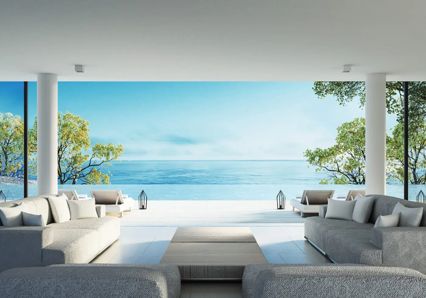 Ocean-view villa interior prepared for premium stays